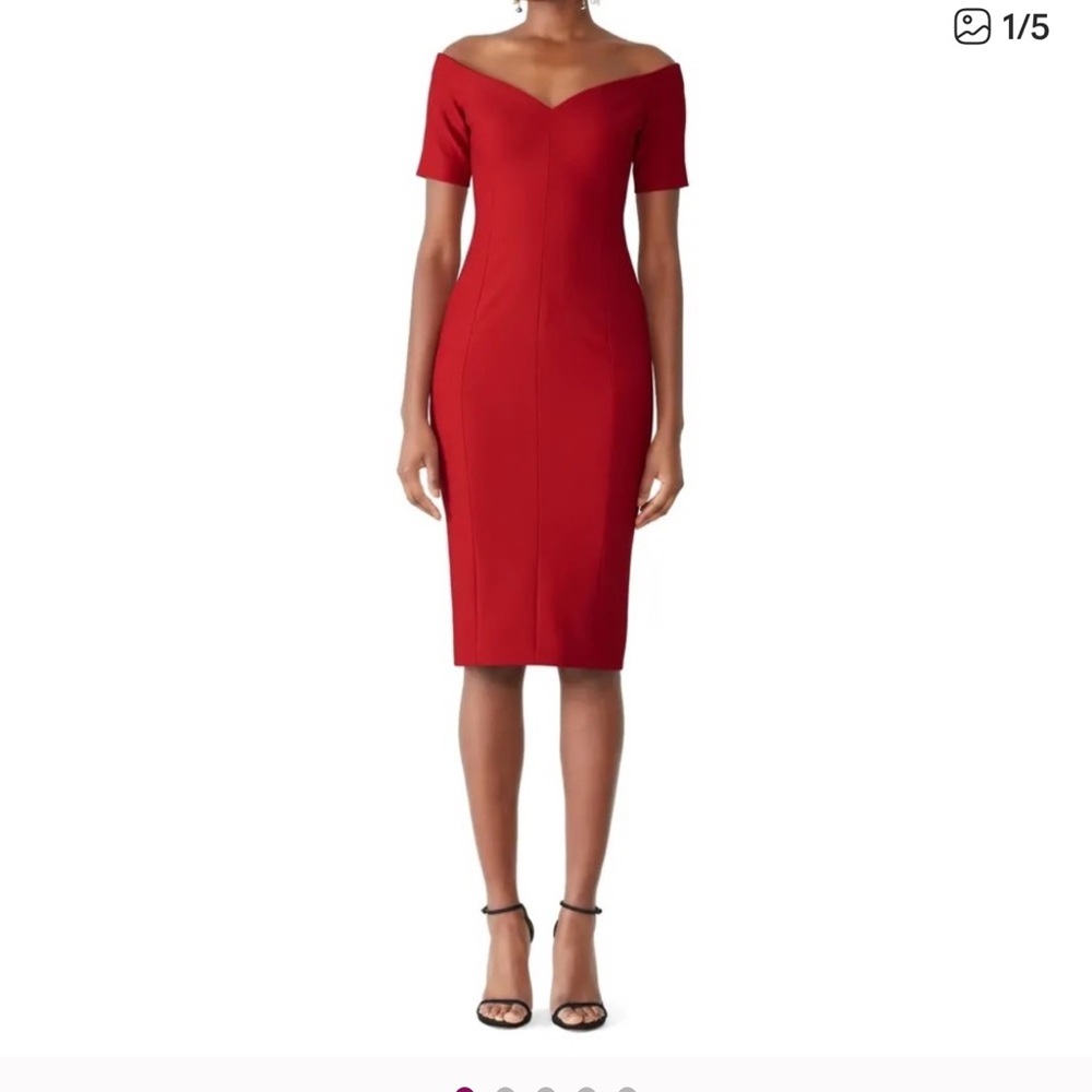 Cinq à Sept Red Off-Shoulder Dress